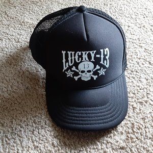 lucky 13 trucker black hat